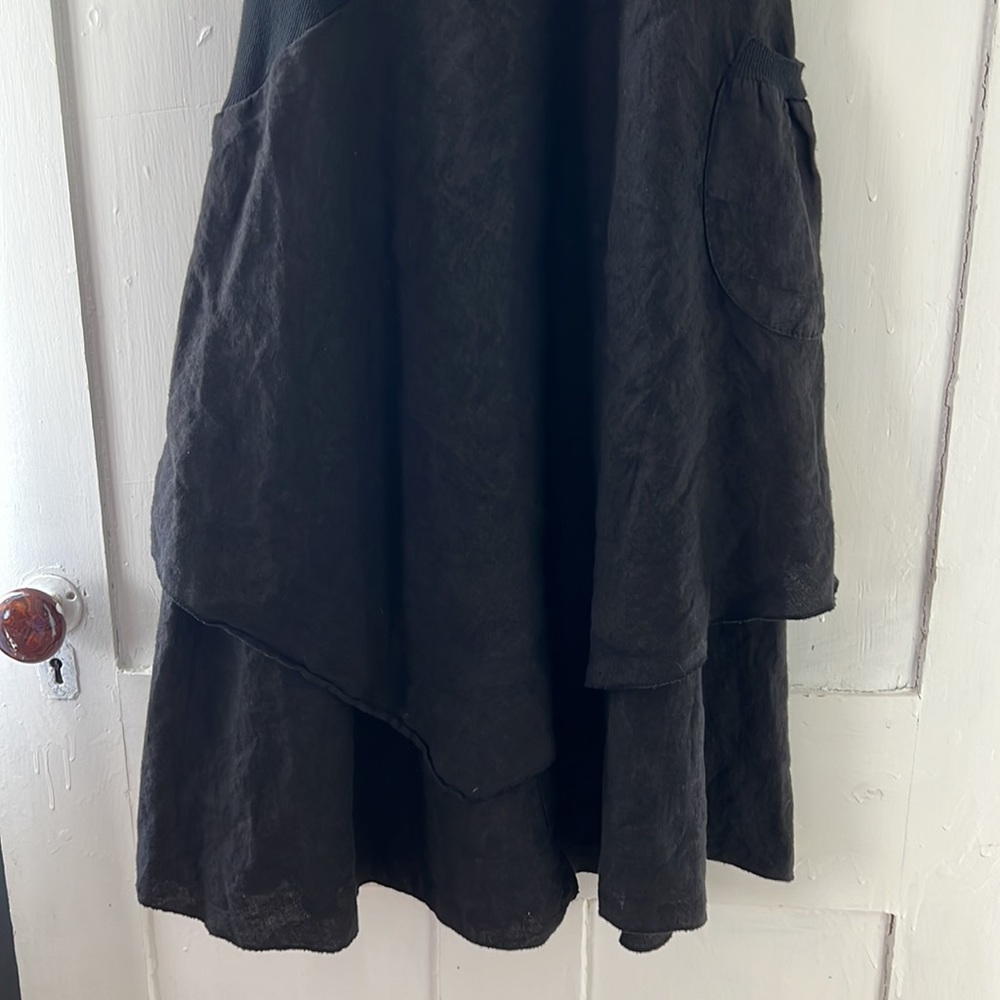 Women's Black Italian Linen Midi Tank Dress - Picture 9 of 10